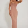 Palermo versierde bandeau maxi-jurk met col in beige