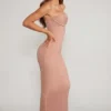 Palermo versierde bandeau maxi-jurk met col in beige