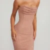 Palermo versierde bandeau maxi-jurk met col in beige