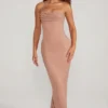 Palermo versierde bandeau maxi-jurk met col in beige
