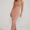 Palermo versierde bandeau maxi-jurk met col in beige