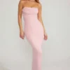Palermo versierde bandeau maxi-jurk met col in blush