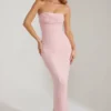 Palermo versierde bandeau maxi-jurk met col in blush