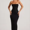 Palermo versierde bandeau maxi-jurk met col in zwart