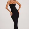 Palermo versierde bandeau maxi-jurk met col in zwart