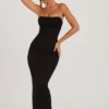 Palermo versierde bandeau maxi-jurk met col in zwart
