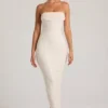 Palermo versierde bandeau maxi-jurk met cowl-hals in wit