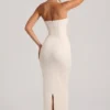 Palermo versierde bandeau maxi-jurk met cowl-hals in wit