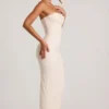 Palermo versierde bandeau maxi-jurk met cowl-hals in wit