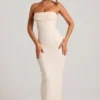 Palermo versierde bandeau maxi-jurk met cowl-hals in wit
