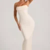 Palermo versierde bandeau maxi-jurk met cowl-hals in wit