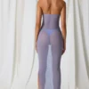 Papeete midi-jurk met ruches en bandeau in lavendelpaars