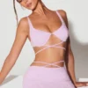 Parma versierde beugel-crop-top met bandjes in lila