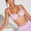 Parma versierde beugel-crop-top met bandjes in lila