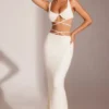 Parma versierde beugel-crop-top met bandjes in wit