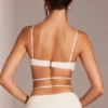 Parma versierde beugel-crop-top met bandjes in wit