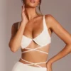 Parma versierde beugel-crop-top met bandjes in wit