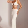 Parma versierde beugel-crop-top met bandjes in wit