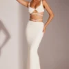 Parma versierde beugel-crop-top met bandjes in wit