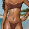 Pasyon bandeau-bikinitop in chocoladebruin