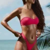 Pasyon bandeau-bikinitop in frambozenroze