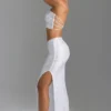 Pelagia versierde maxi-rok met V-taille en split aan de zijkant in wit