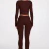 Philippa modaal flared broek met middelhoge taille in chocoladebruin