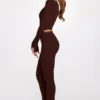 Philippa modaal flared broek met middelhoge taille in chocoladebruin