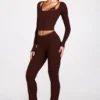Philippa modaal flared broek met middelhoge taille in chocoladebruin