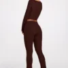 Philippa modaal flared broek met middelhoge taille in chocoladebruin