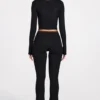 Philippa Modal Mid-Rise Flared Broek in Zwart