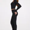 Philippa Modal Mid-Rise Flared Broek in Zwart