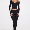 Philippa Modal Mid-Rise Flared Broek in Zwart