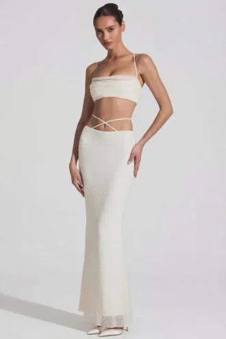 Pisa Crop Top met versierde kruisrug in wit