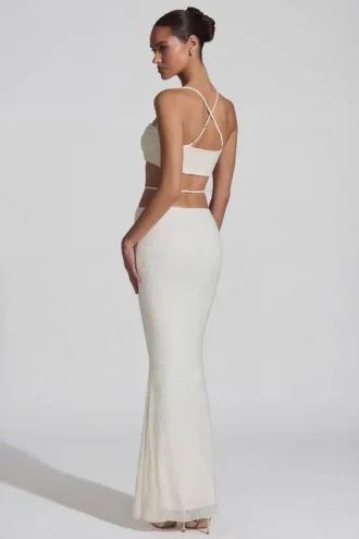 Pisa Crop Top met versierde kruisrug in wit