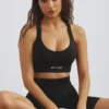 Plunge Neck Define Luxe sportbeha in zwart