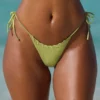 Polynesia stringbikini met trekkoord in olijfgroen