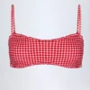 Portbou bandeau-bikinitop met ruches in rood geruit