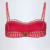 Portbou bandeau-bikinitop met ruches in rood geruit