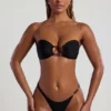 Praslin bandeau-bikinitop met kralenversiering in zwart