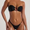 Praslin bandeau-bikinitop met kralenversiering in zwart