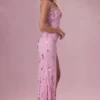 Primara versierde corset maxi-jurk in suikerspinroze