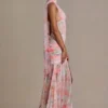 Primrose Premium maxi-jurk met sjaaldetails en roze bloemenprint