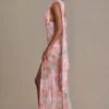 Primrose Premium maxi-jurk met sjaaldetails en roze bloemenprint