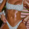 Printed Badmode Micro Low Dipped Cheeky-onderstuk in mint