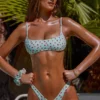 Printed Badmode Micro Low Dipped Cheeky-onderstuk in mint