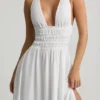 Pryana Plunge Maxi-jurk met gekruiste rug in wit