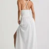 Pryana Plunge Maxi-jurk met gekruiste rug in wit