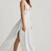 Pryana Plunge Maxi-jurk met gekruiste rug in wit
