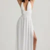 Pryana Plunge Maxi-jurk met gekruiste rug in wit